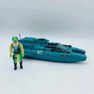 Vintage Hasbro 1984 Copperhead Cobra Water Moccasin Boat (broken) with Driver